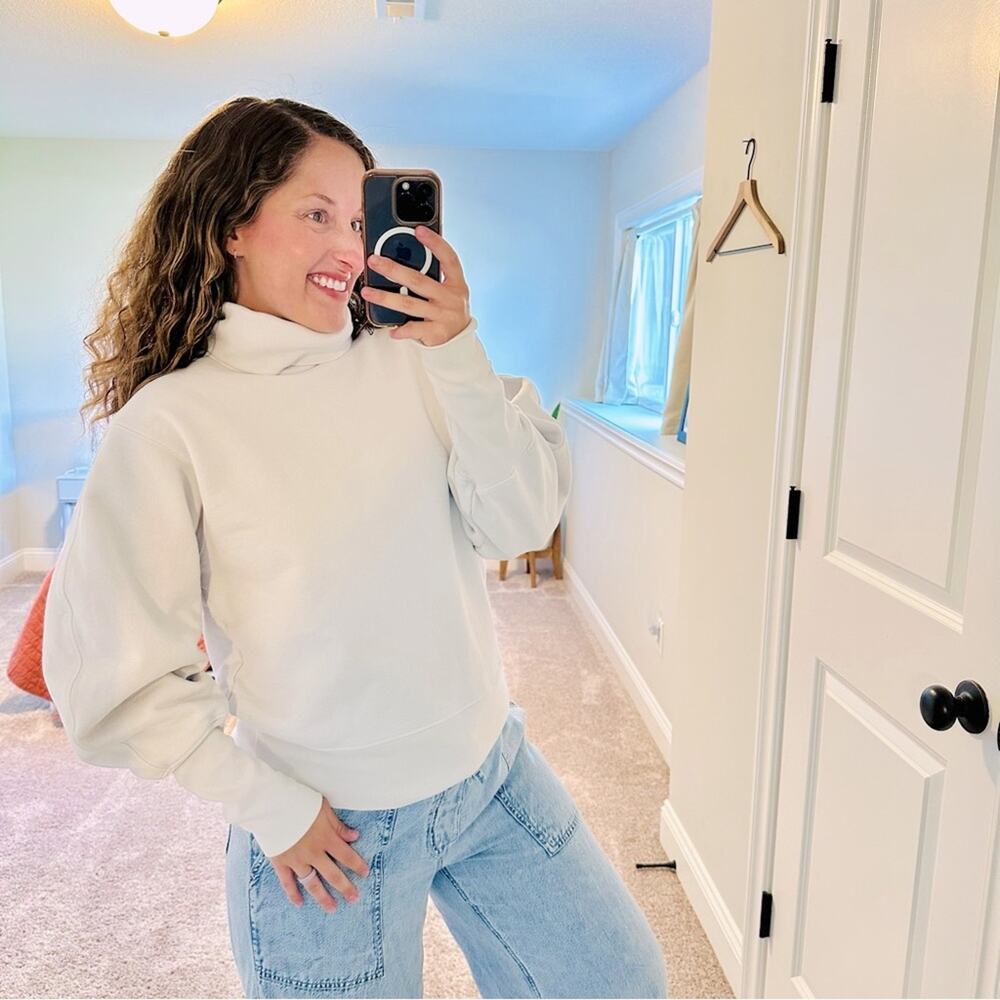 AGOLDE Blue Gray Neutral Cotton Ribbed Turtleneck Sweatshirt Medium